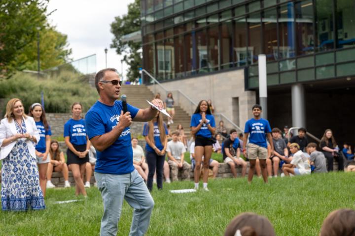 Assistant Dean Jesse Hedge addressing the class of 2029